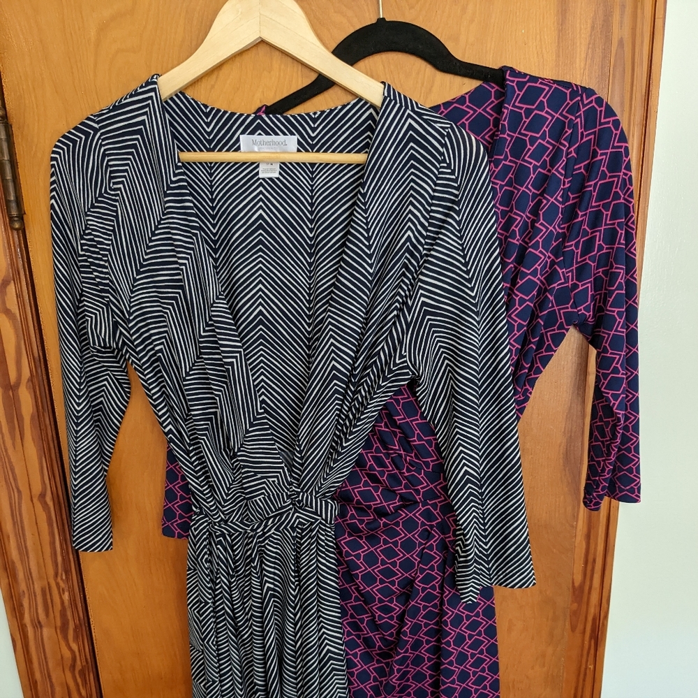 Motherhood maternity wrap dresses, small and medium
